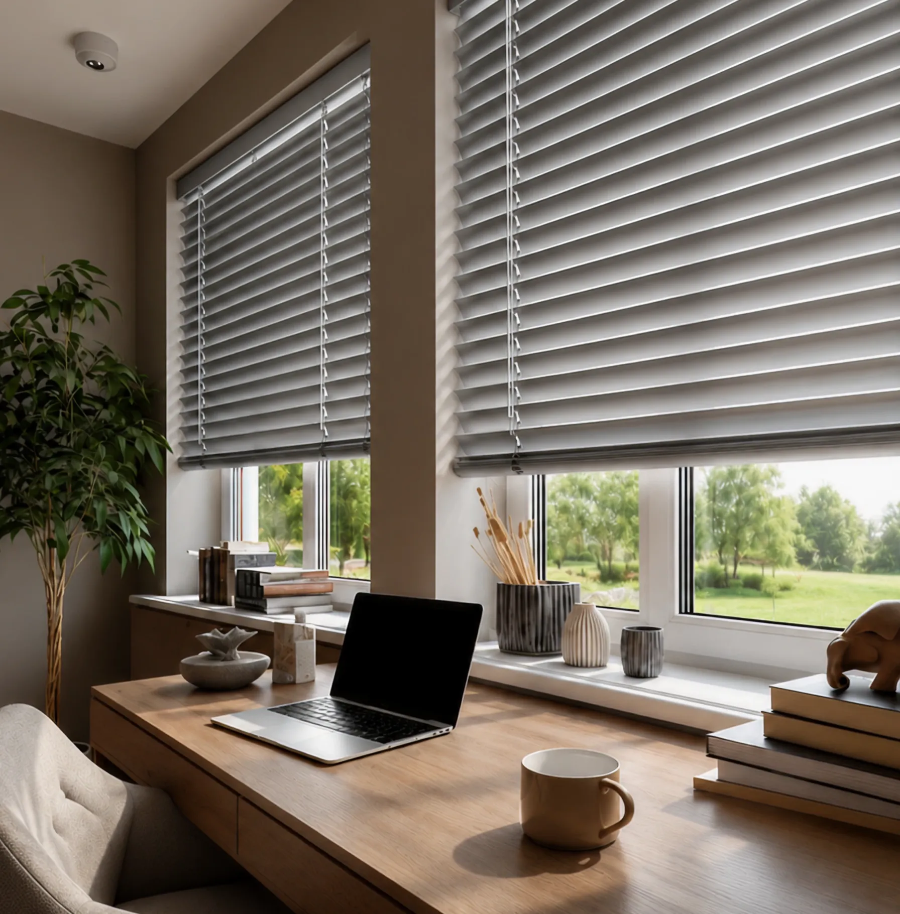 Cozy workspace with natural light