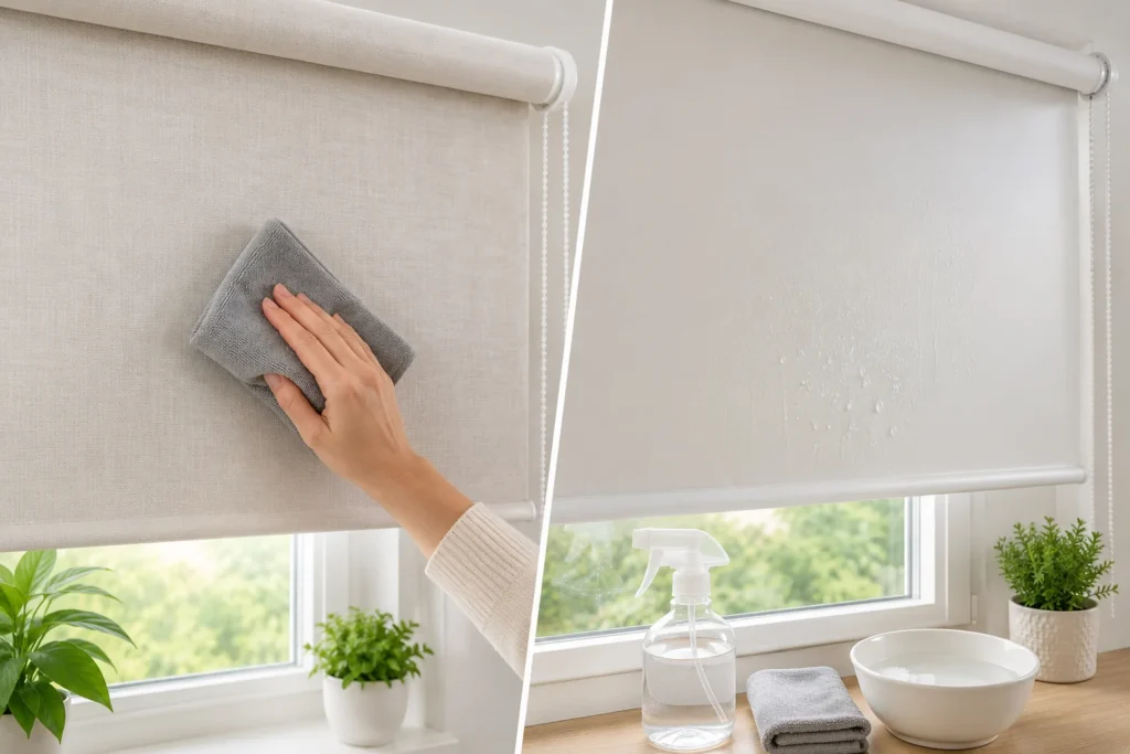 How to Clean Roller Blinds: Vinyl and Fabric Guide 1 Cleaning window blinds with supplies