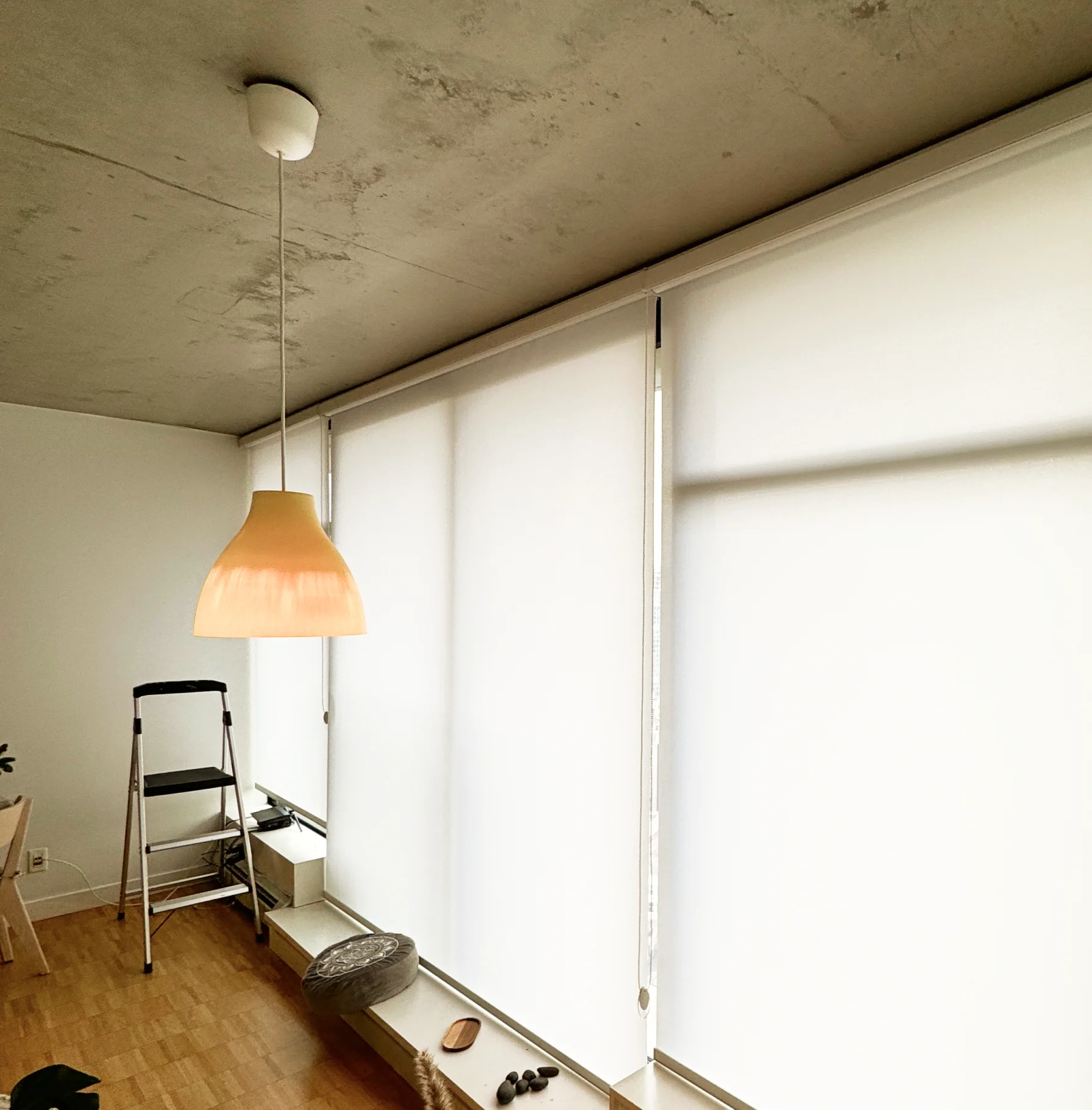 Minimalist room with window shades