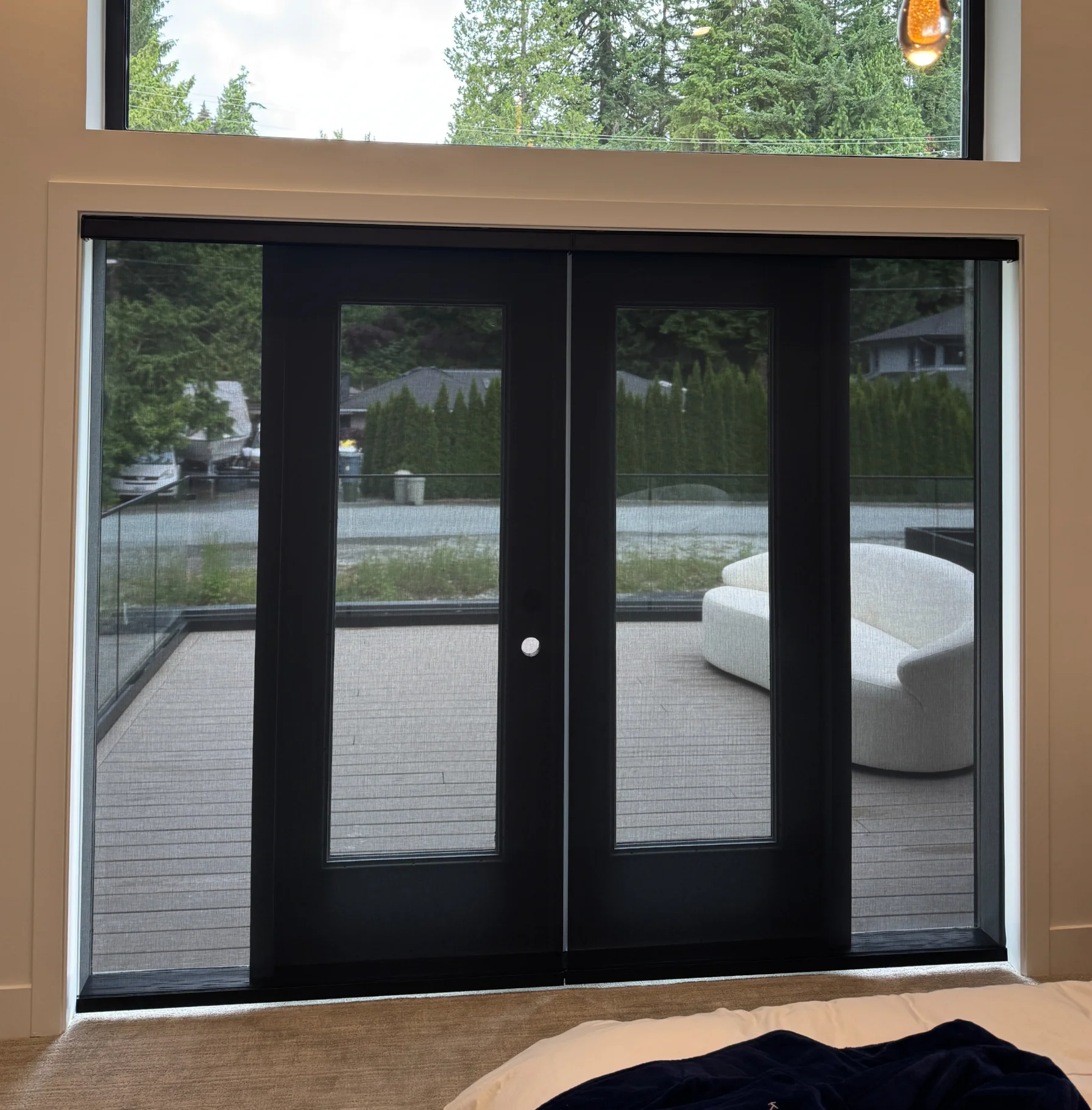 Modern sliding doors with outdoor view