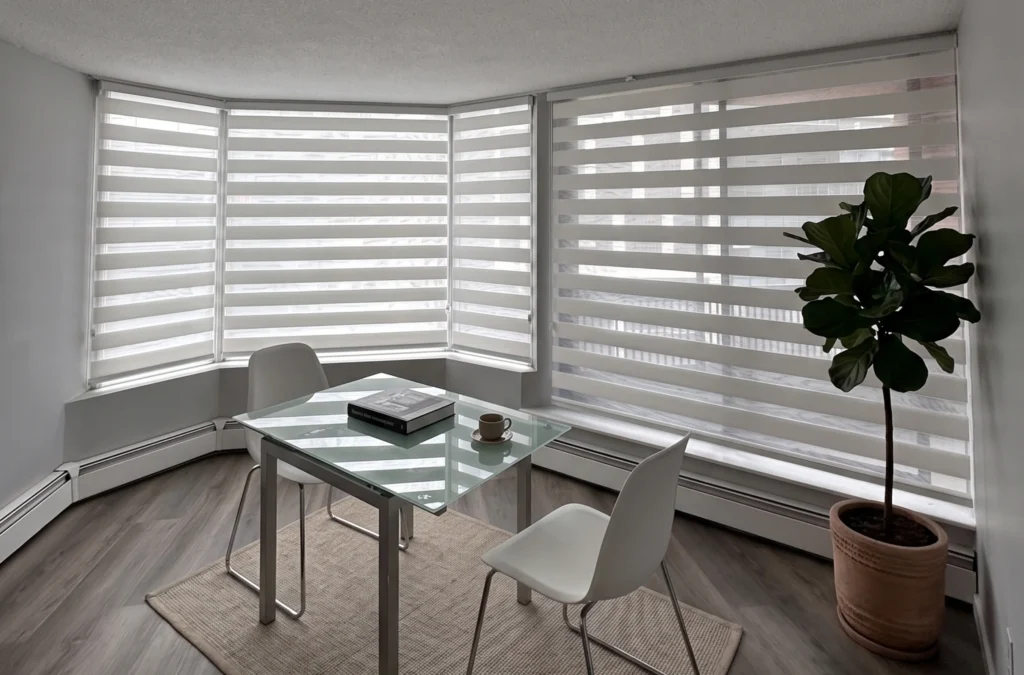 Modern dining area with natural light