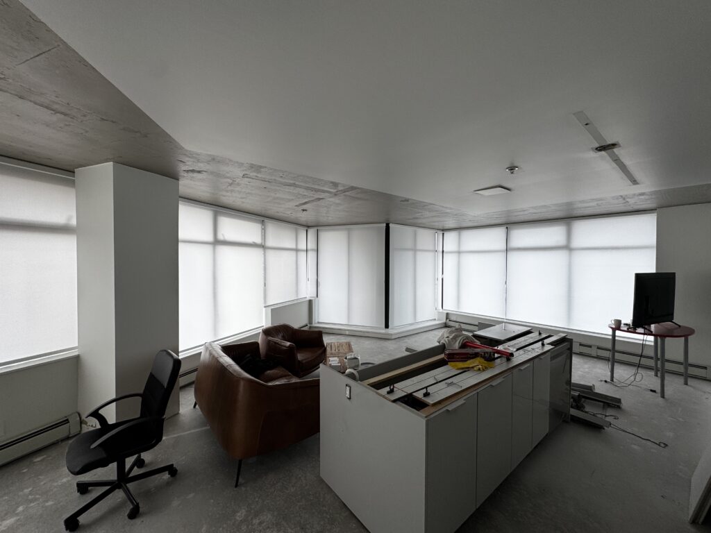 Empty room with furniture and construction