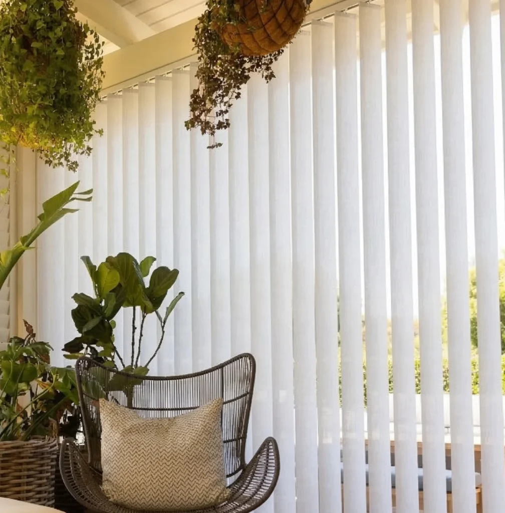 Bright room with vertical blinds