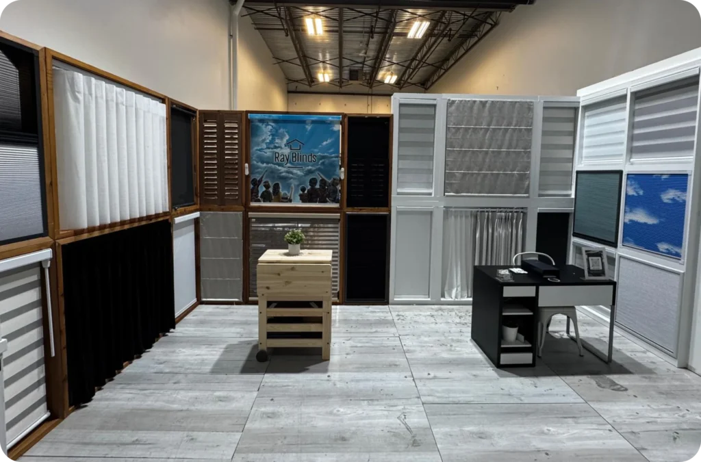 Showroom with window treatment displays