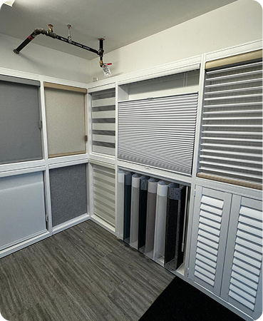 Display of various window coverings.