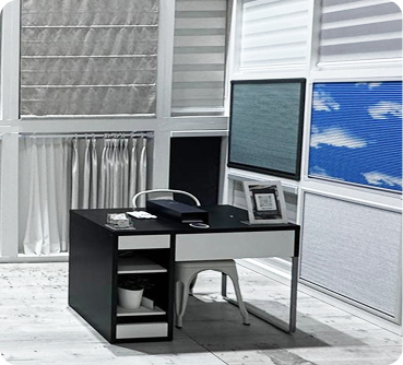 Minimalist desk in modern room