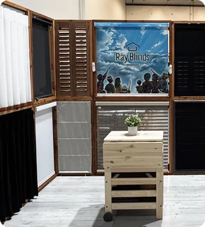 Display of window blinds and decor