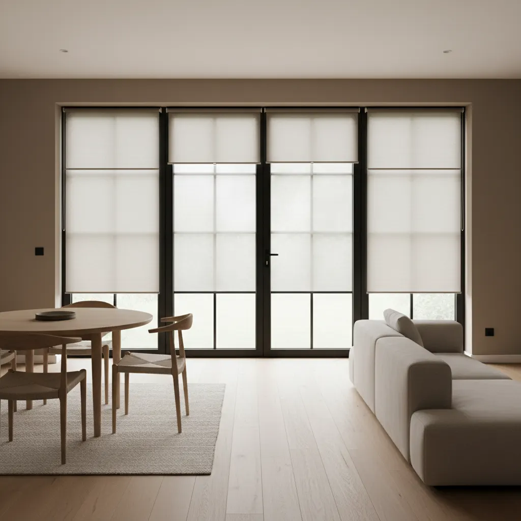 Shades fitted on French door glass panels