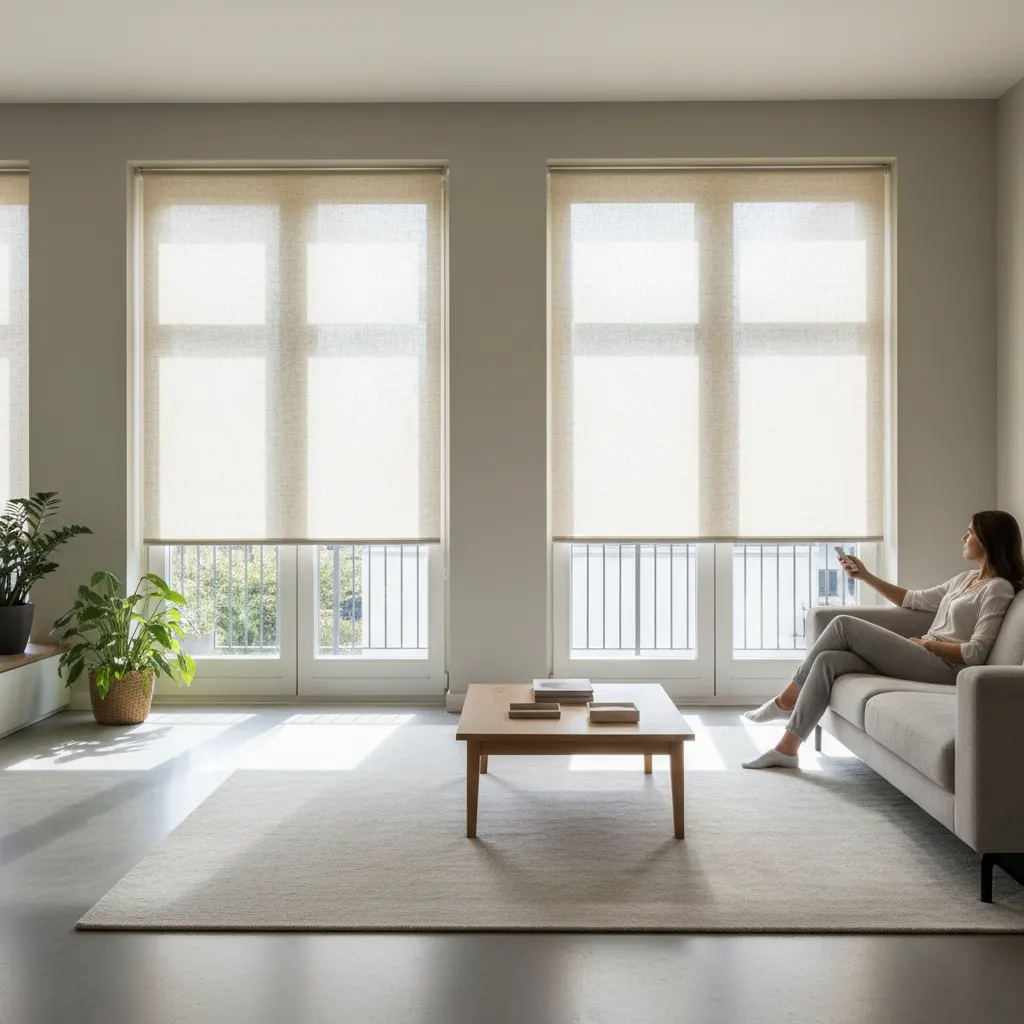 Modern window treatment for French doors